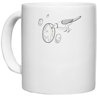                       UDNAG White Ceramic Coffee / Tea Mug 'Bird | Illustration art' Perfect for Gifting [330ml]                                              