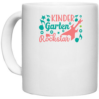                       UDNAG White Ceramic Coffee / Tea Mug 'Teacher Student | Kinder garten rockstar' Perfect for Gifting [330ml]                                              