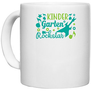                       UDNAG White Ceramic Coffee / Tea Mug 'Teacher Student | Kindergarten rockstar' Perfect for Gifting [330ml]                                              