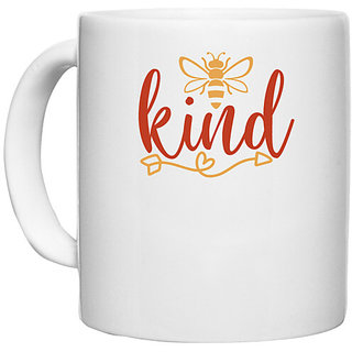                       UDNAG White Ceramic Coffee / Tea Mug 'Honeybee | kind' Perfect for Gifting [330ml]                                              