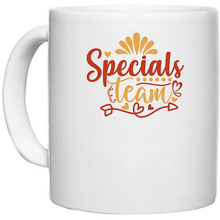                       UDNAG White Ceramic Coffee / Tea Mug 'Teacher Student | specials team' Perfect for Gifting [330ml]                                              