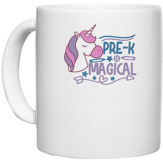                       UDNAG White Ceramic Coffee / Tea Mug 'Teacher Student | pre -k is magical' Perfect for Gifting [330ml]                                              