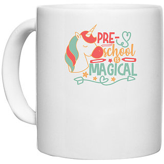                       UDNAG White Ceramic Coffee / Tea Mug 'Teacher Student | pre-school is magical' Perfect for Gifting [330ml]                                              