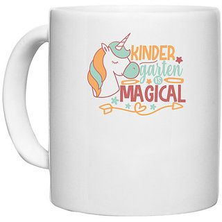                       UDNAG White Ceramic Coffee / Tea Mug 'Teacher Student | kinder garten is magical' Perfect for Gifting [330ml]                                              