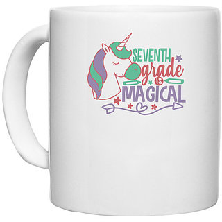                       UDNAG White Ceramic Coffee / Tea Mug 'Teacher Student | 7th grade is magical' Perfect for Gifting [330ml]                                              