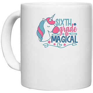                       UDNAG White Ceramic Coffee / Tea Mug 'Teacher Student | 6th grade is magical' Perfect for Gifting [330ml]                                              