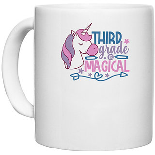                      UDNAG White Ceramic Coffee / Tea Mug 'Teacher Student | third grade is magical' Perfect for Gifting [330ml]                                              