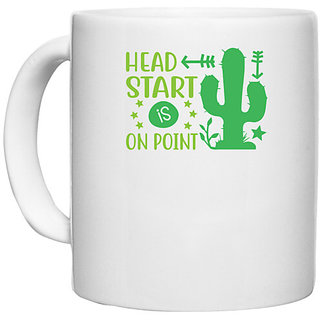                       UDNAG White Ceramic Coffee / Tea Mug 'Teacher Student | Head start is on point' Perfect for Gifting [330ml]                                              