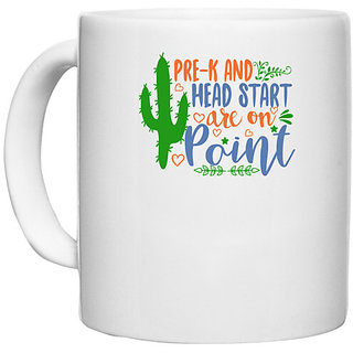                       UDNAG White Ceramic Coffee / Tea Mug 'Teacher Student | pre-k and heart start are on point' Perfect for Gifting [330ml]                                              