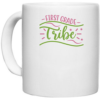                       UDNAG White Ceramic Coffee / Tea Mug 'Teacher Student | First gratde tribe' Perfect for Gifting [330ml]                                              