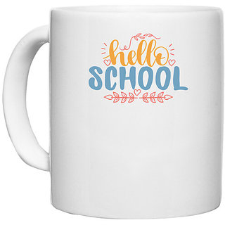                       UDNAG White Ceramic Coffee / Tea Mug 'Teacher Student | hello school' Perfect for Gifting [330ml]                                              