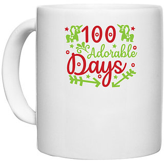                       UDNAG White Ceramic Coffee / Tea Mug 'Teacher Student | 100 adorable days-' Perfect for Gifting [330ml]                                              