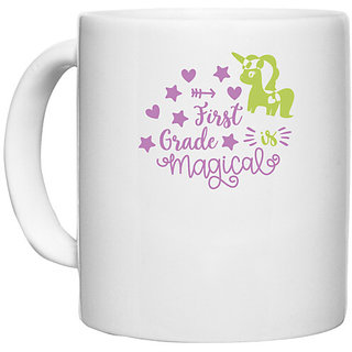                       UDNAG White Ceramic Coffee / Tea Mug 'Teacher Student | First grade is magical copy' Perfect for Gifting [330ml]                                              