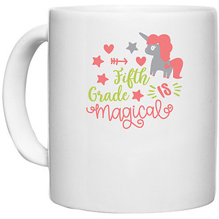                       UDNAG White Ceramic Coffee / Tea Mug 'Teacher Student | Fifth grade is magical' Perfect for Gifting [330ml]                                              