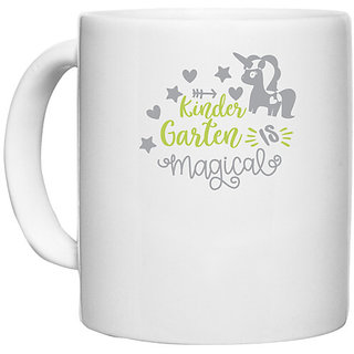                       UDNAG White Ceramic Coffee / Tea Mug 'Teacher Student | Kindergarten is magical' Perfect for Gifting [330ml]                                              