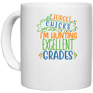                       UDNAG White Ceramic Coffee / Tea Mug 'Hunting | forget chicks i'm huntingg' Perfect for Gifting [330ml]                                              
