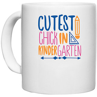                       UDNAG White Ceramic Coffee / Tea Mug 'Teacher Student | cutest chick in kindergartenn' Perfect for Gifting [330ml]                                              