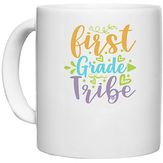                       UDNAG White Ceramic Coffee / Tea Mug 'Teacher Student | first grade tribe copy' Perfect for Gifting [330ml]                                              