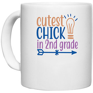                       UDNAG White Ceramic Coffee / Tea Mug 'Teacher Student | cutest chick in 2nd grade' Perfect for Gifting [330ml]                                              