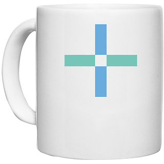                       UDNAG White Ceramic Coffee / Tea Mug 'plus | Drawing' Perfect for Gifting [330ml]                                              