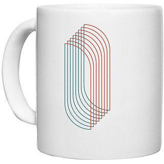                       UDNAG White Ceramic Coffee / Tea Mug 'Orange blue design | Drawing' Perfect for Gifting [330ml]                                              