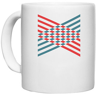                       UDNAG White Ceramic Coffee / Tea Mug 'blue red | Drawing' Perfect for Gifting [330ml]                                              