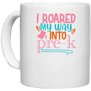                      UDNAG White Ceramic Coffee / Tea Mug 'Teacher Student | I roared my way into pre-kkkkk' Perfect for Gifting [330ml]                                              