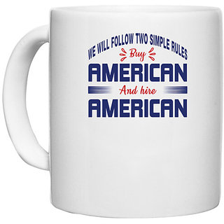                       UDNAG White Ceramic Coffee / Tea Mug 'American | Donalt Trump' Perfect for Gifting [330ml]                                              