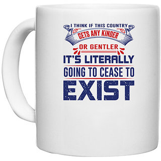                       UDNAG White Ceramic Coffee / Tea Mug 'Exist | Donalt Trump' Perfect for Gifting [330ml]                                              