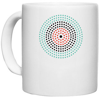                       UDNAG White Ceramic Coffee / Tea Mug 'Colorful ring | Drawing' Perfect for Gifting [330ml]                                              