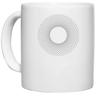                       UDNAG White Ceramic Coffee / Tea Mug 'Black Ring | Drawing' Perfect for Gifting [330ml]                                              