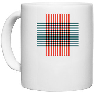                       UDNAG White Ceramic Coffee / Tea Mug 'Orange blue | Drawing' Perfect for Gifting [330ml]                                              