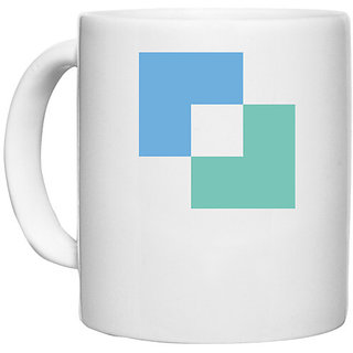                       UDNAG White Ceramic Coffee / Tea Mug 'Blue green | Drawing' Perfect for Gifting [330ml]                                              