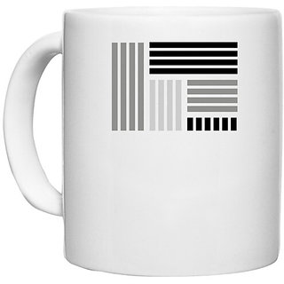                       UDNAG White Ceramic Coffee / Tea Mug 'Black grey | Drawing' Perfect for Gifting [330ml]                                              