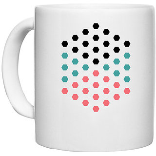                      UDNAG White Ceramic Coffee / Tea Mug 'Black blue orange dots | Drawing' Perfect for Gifting [330ml]                                              