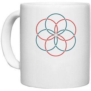                       UDNAG White Ceramic Coffee / Tea Mug 'Ring flower | Drawing' Perfect for Gifting [330ml]                                              