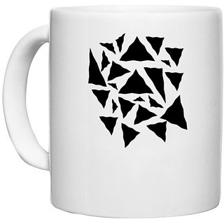                       UDNAG White Ceramic Coffee / Tea Mug 'Black | Drawing' Perfect for Gifting [330ml]                                              