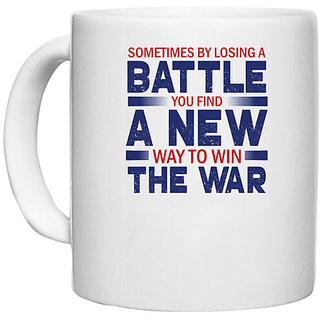                       UDNAG White Ceramic Coffee / Tea Mug 'Battle war | Donalt Trump' Perfect for Gifting [330ml]                                              
