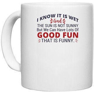                       UDNAG White Ceramic Coffee / Tea Mug 'Good fun thats funny | Dr. Seuss' Perfect for Gifting [330ml]                                              