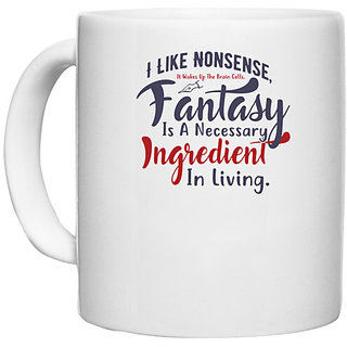                       UDNAG White Ceramic Coffee / Tea Mug 'Fantasy Ingredient in living | Dr. Seuss' Perfect for Gifting [330ml]                                              