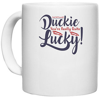                       UDNAG White Ceramic Coffee / Tea Mug 'Ducky lucky | Dr. Seuss' Perfect for Gifting [330ml]                                              