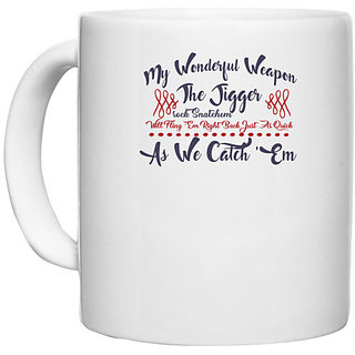                       UDNAG White Ceramic Coffee / Tea Mug 'My wonderful weapon | Dr. Seuss' Perfect for Gifting [330ml]                                              