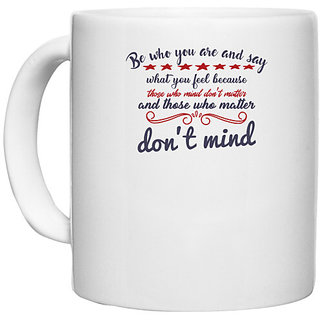                       UDNAG White Ceramic Coffee / Tea Mug 'Dont mind | Dr. Seuss' Perfect for Gifting [330ml]                                              
