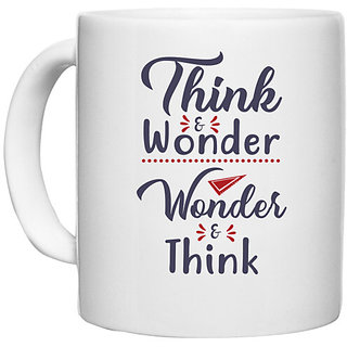                      UDNAG White Ceramic Coffee / Tea Mug 'Think wonder | Dr. Seuss' Perfect for Gifting [330ml]                                              