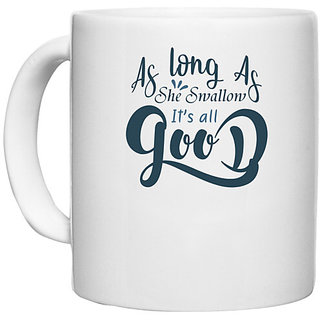                       UDNAG White Ceramic Coffee / Tea Mug 'Fishing | As long As' Perfect for Gifting [330ml]                                              