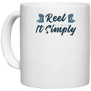                       UDNAG White Ceramic Coffee / Tea Mug 'Fishing | Reel it simply' Perfect for Gifting [330ml]                                              