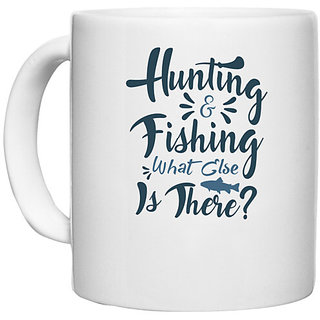                       UDNAG White Ceramic Coffee / Tea Mug 'Fishing | Hunting & fishing' Perfect for Gifting [330ml]                                              