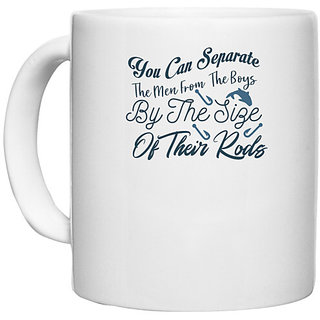                       UDNAG White Ceramic Coffee / Tea Mug 'Fishing | You can separate' Perfect for Gifting [330ml]                                              