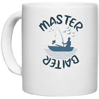                       UDNAG White Ceramic Coffee / Tea Mug 'Fishing | Master baiter' Perfect for Gifting [330ml]                                              