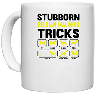                       UDNAG White Ceramic Coffee / Tea Mug 'Dogs | Stubborn traicks' Perfect for Gifting [330ml]                                              